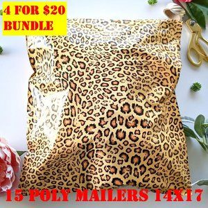 15 Pack 14x17 Poly Mailers Leopard Designer Bags